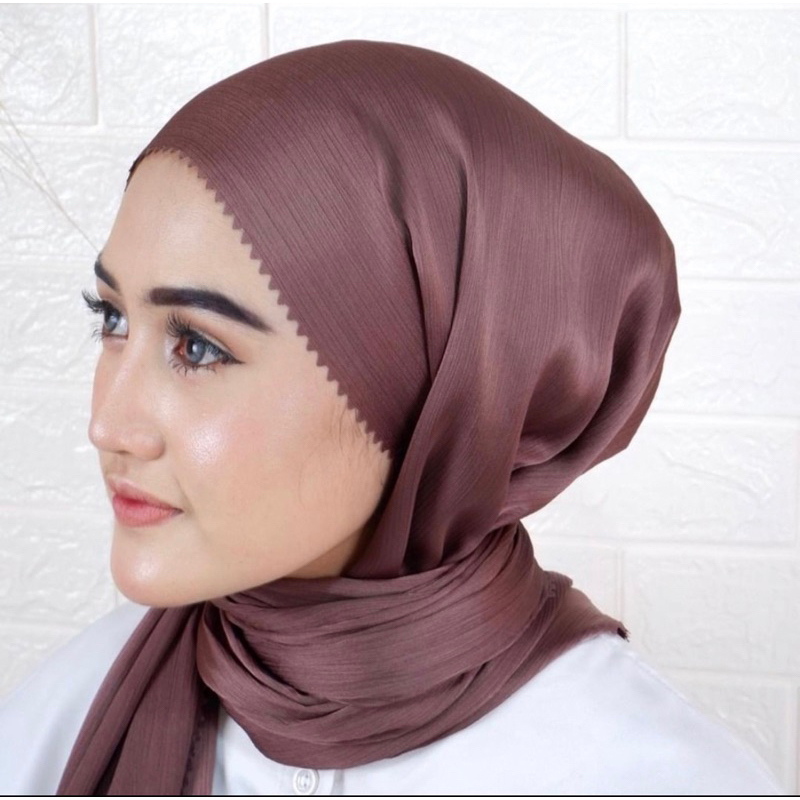 MEGAH STORE7 Pashmina Credenza / Cardenza Silk Premium Laser Cut / Pashmina Malay Satin Crinkle Silk