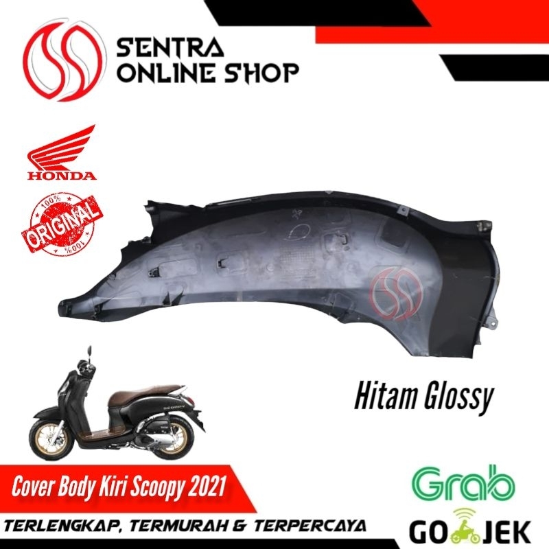 Cover body bodi kiri scoopy new prestige 2021 hitam glossy original