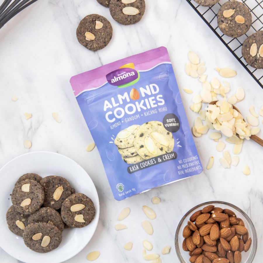 ALMONA COOKIES DAN CREAM 90G Snack Cemilan Diet Sehat Dairy Free