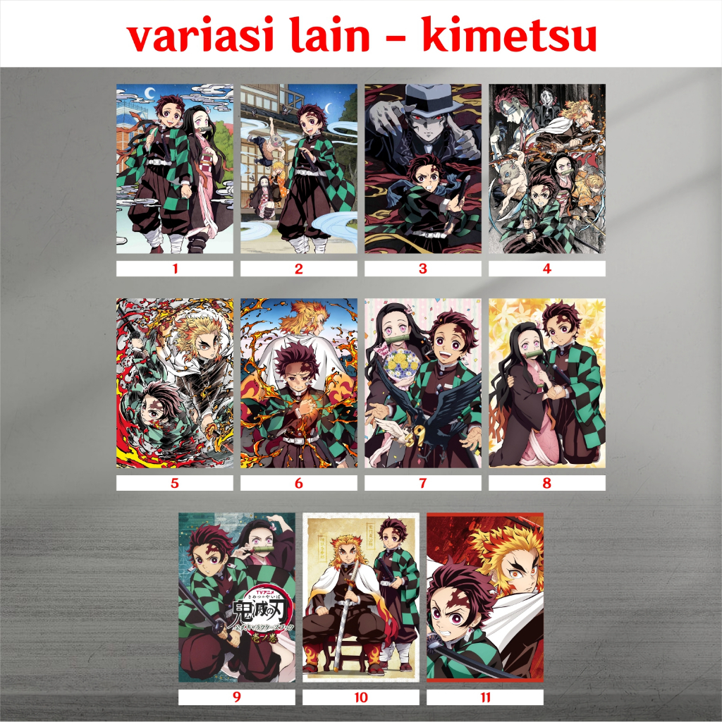 Koleksi Poster A3 Anime Kimetsu no Yaiba / Demon Slayer B - Tanjirou Nezuko Zenitsu Inosuke Giyuu Shinobu Kanao Rengoku