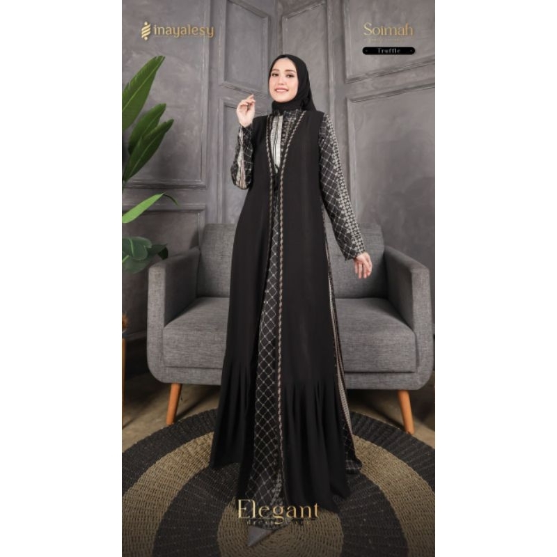 GAMIS SOIMAH ELEGANT SET SQUARE BAHAN SILK PREMIUM ORI  BY INAYA