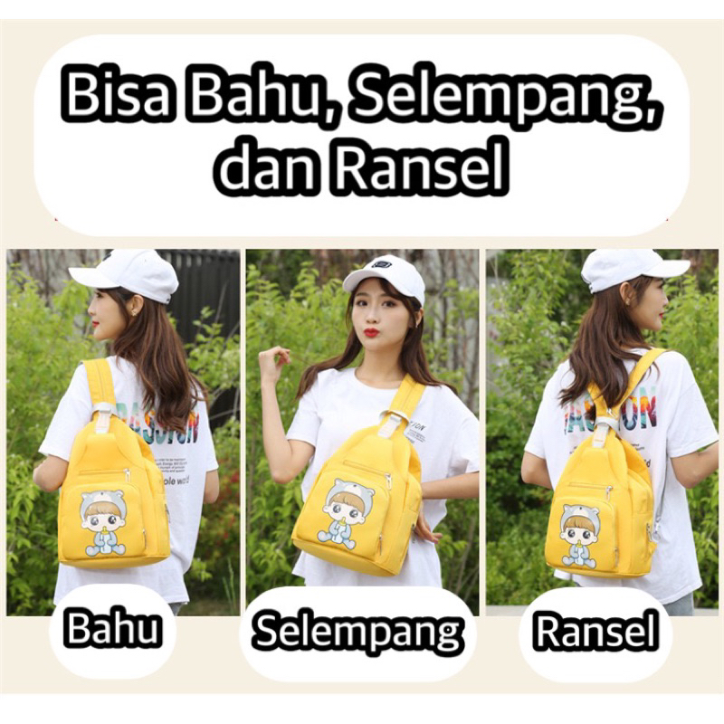 TAS BAYI 6013 - TAS SELEMPANG BAYI “GAMBAR BAYI NGEDOT” TAS BAYI CANTIK TAS BAYI MULTIFUNGSI TAS DIAPER - H