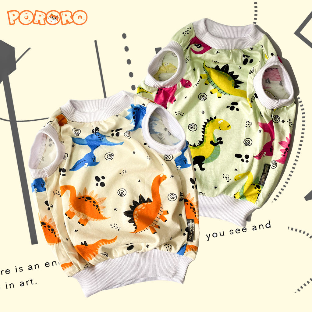 Pororo - T-Shirt Kucing Motif Dino lucu Murah Aksesoris Hewan