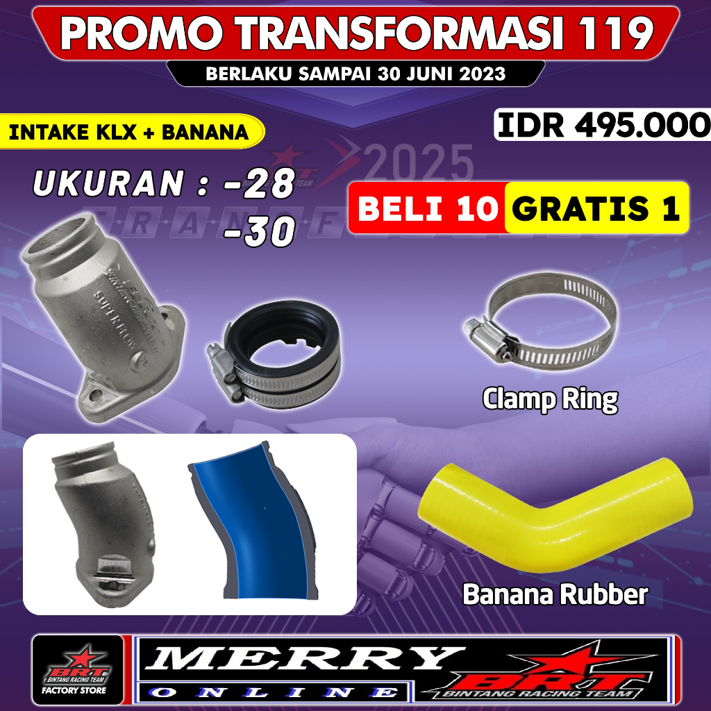 Promo 119 120 121 Intake dan Banana BRT Klx 150 BF DTracker 28mm 30mm 32mm 34mm