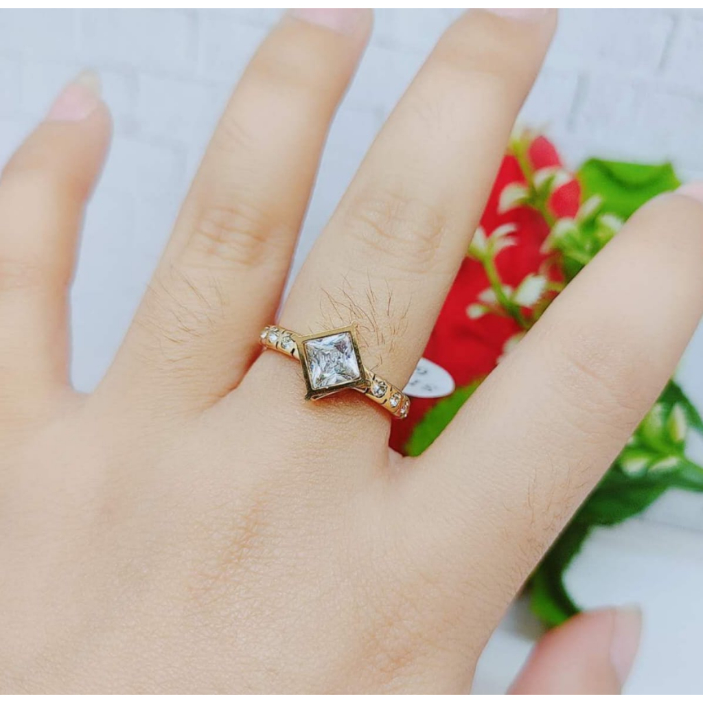 Cincin Titanium Permata Perhiasan Fashion R15/16/17/18