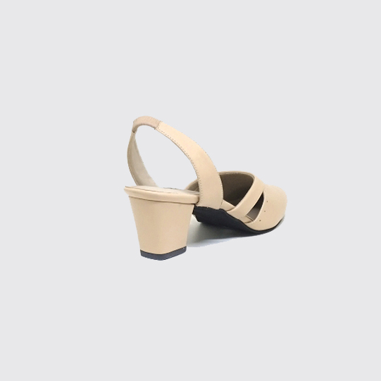 Qeis Mules Beige - Sepatu Sandal Wanita (Ukuran Besar Kaki Jumbo) Heels Formal Pesta Ori