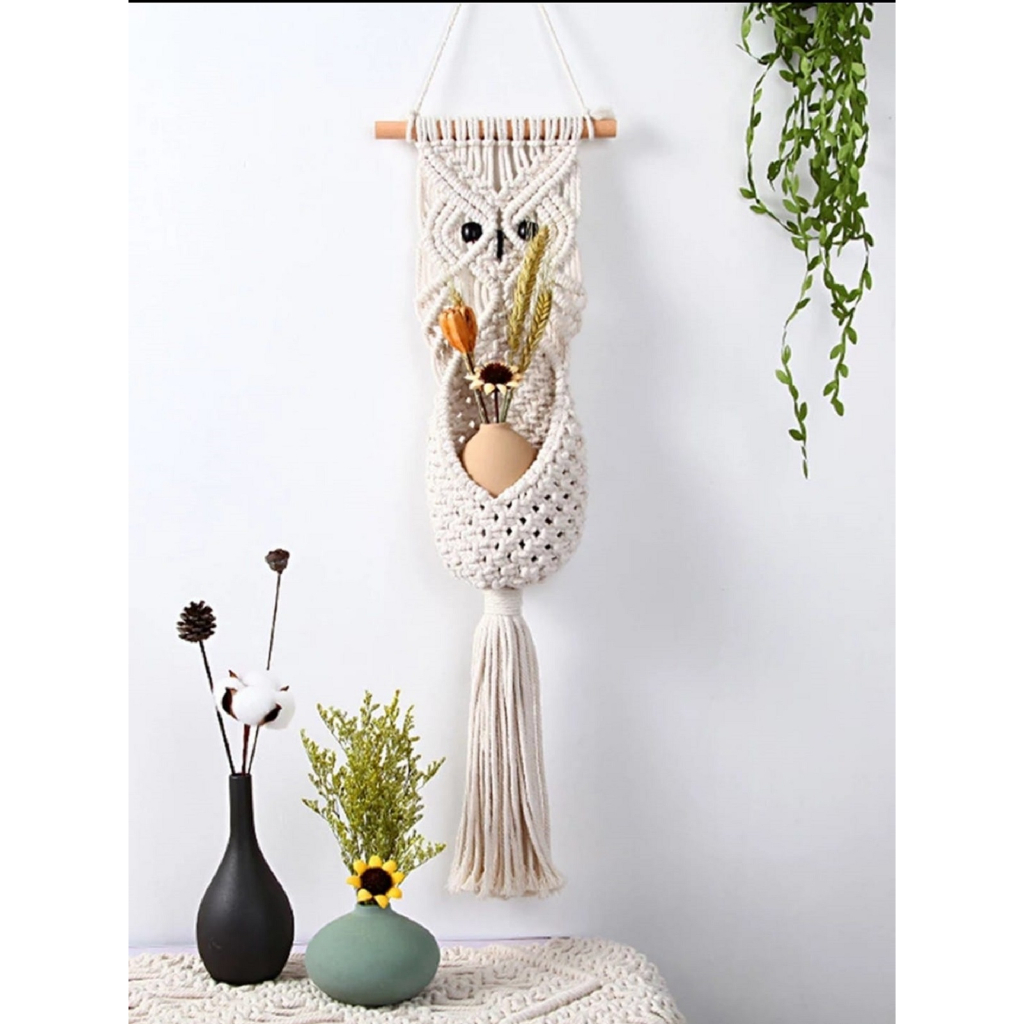 Macrame pot bunga hias/Kering - Tempat bunga - Dekorasi kamar aesthetic