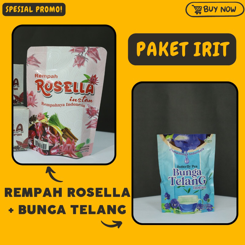 

Paket Irit Minuman Kesehatan Teh Rempah Bunga Rosella + Teh Bunga Telang