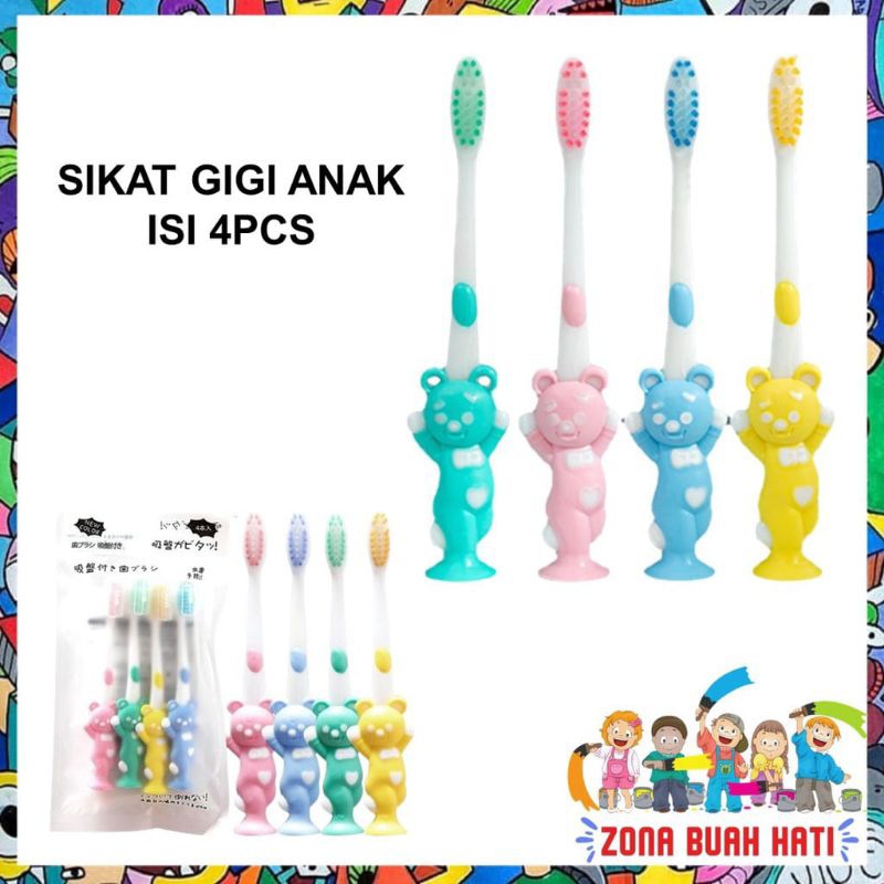 [rumahbayipdg] Sikat gigi anak 4 pcs / sikat gigi balita karakter / Sikat gigi bayi