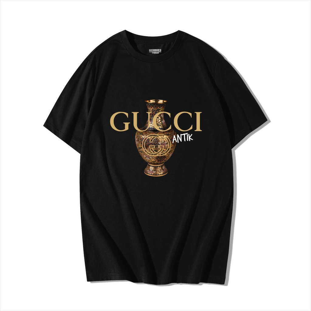 PalemOrganic T-Shirt Gucci antik Black | Kaos Parodi Plesetan