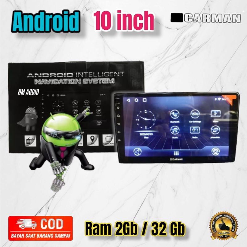 Head Unit Android 10 inch Doubledin Android 10 inch Carman Ram 2 Gb / 32Gb