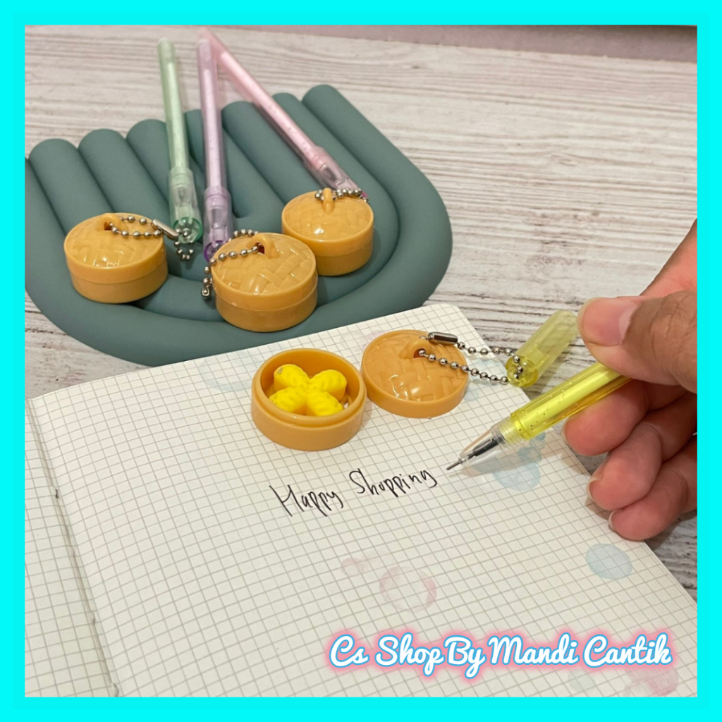 

1LUSIN/12PCS Pulpen Gel Gantungan Dim Sum Mantao Pena Motif kue Jajanan Pasar Cod