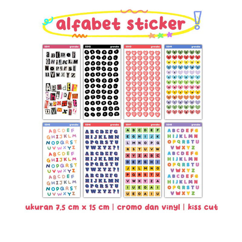 

alfabet sticker sheet/ sticker huruf / sticker journal bujo scrapbook daily planner aesthetic