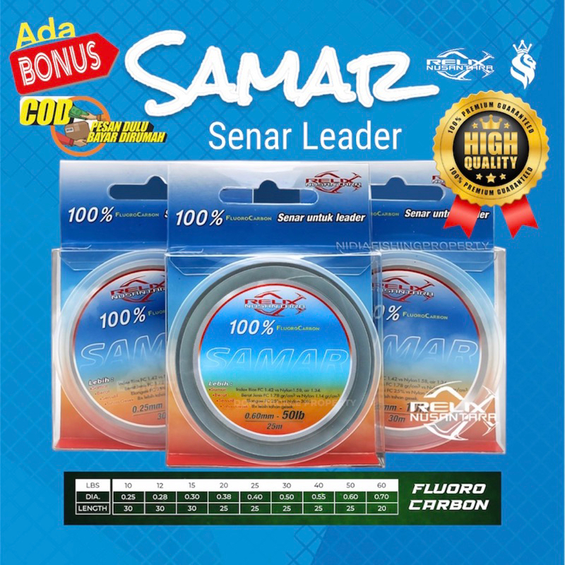 SENAR LEADER SAMAR RELIX NUSANTARA, senar fluorocarbon senar pancing senar relix nusantara