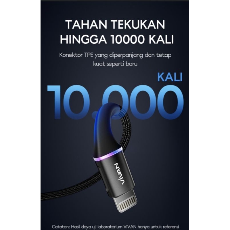 KABEL DATA LED TYPE C TO LIGHTNING FAST CHARGING 27W 120CM VIVAN VDCL120