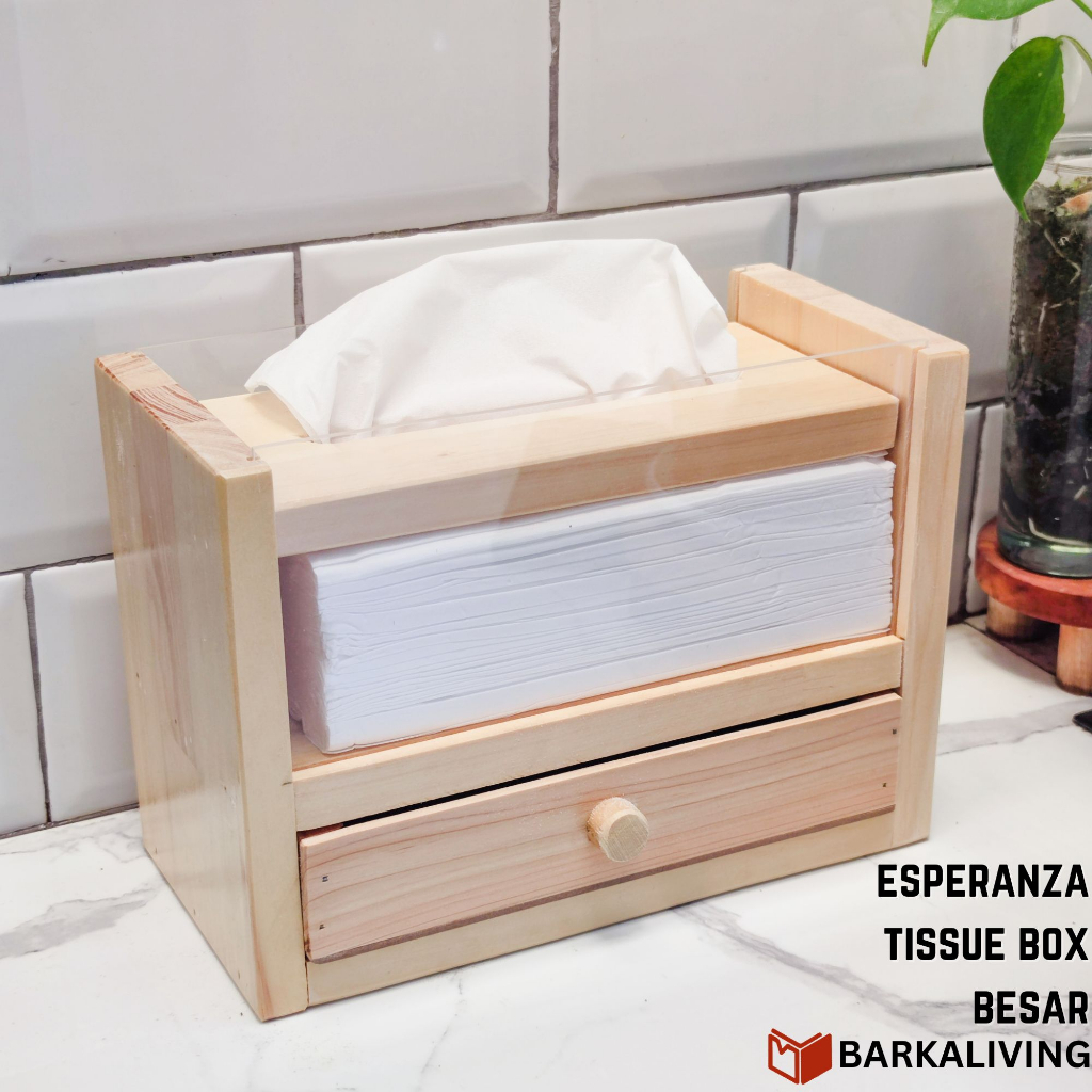 Esperanza Tissue Box Kotak Tempat Tisu Aesthetic Kayu Akrilik
