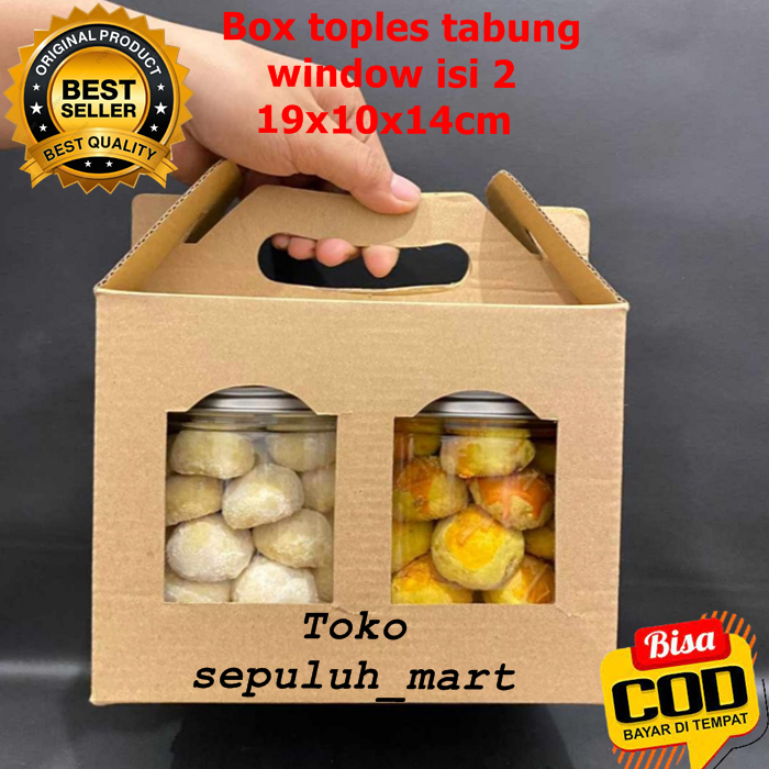 Toples tabung window isi 2/box kue kering/dus hampers/box toples tabung 800ml/box hampers kuker topl