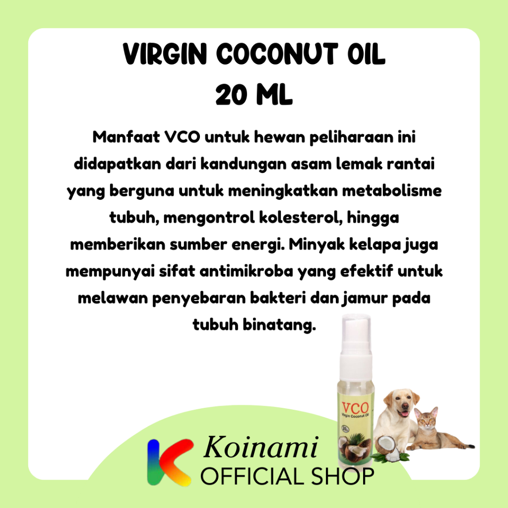 VCO 20 ML SPRAY / MINYAK KELAPA MURNI / obat jamur kucing anjing kelinci