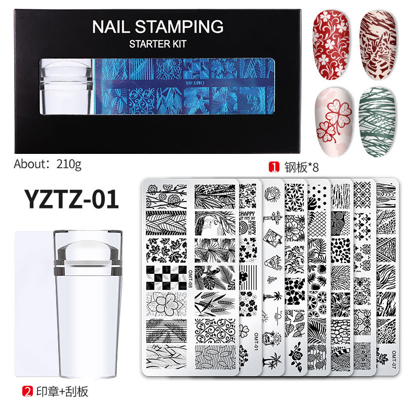 1Set Stamper+Scraper+Plat Buat Gambar Untuk Nail Art / Manicure Diy