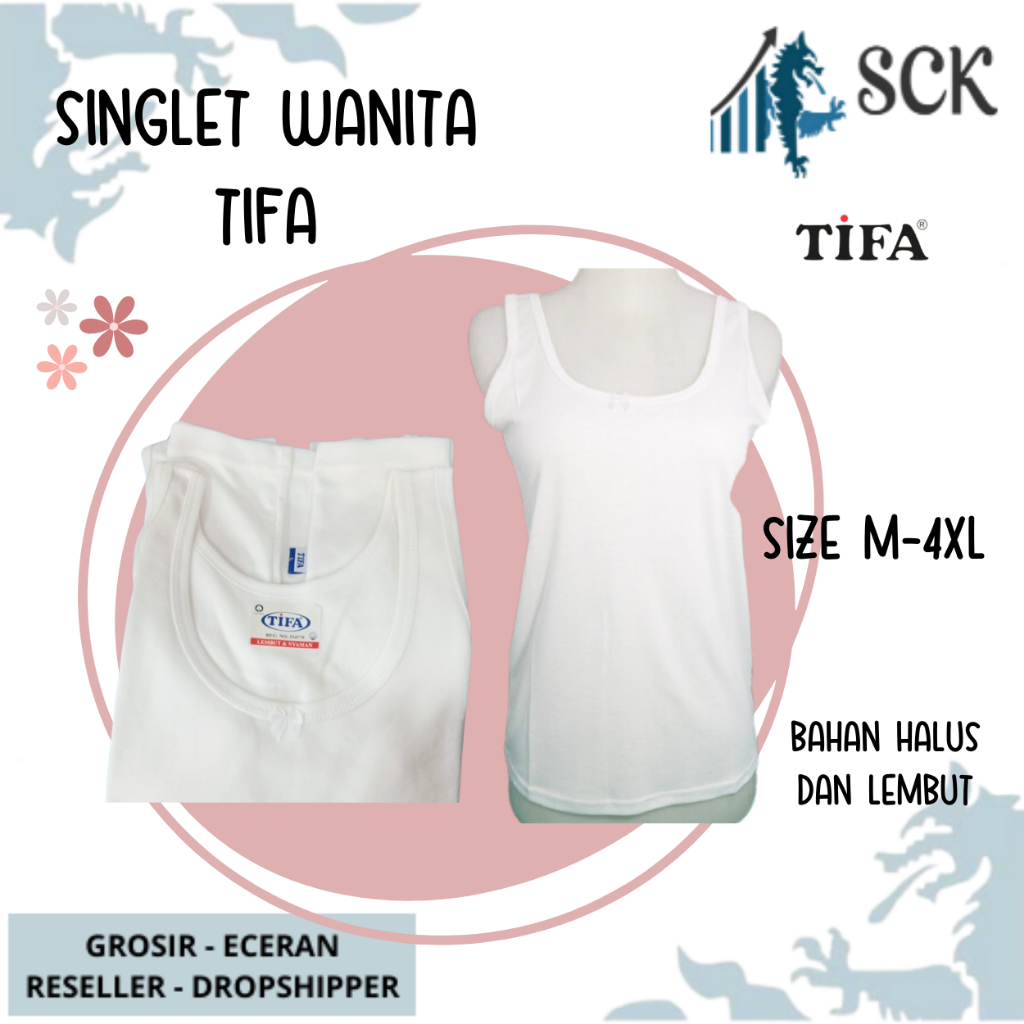 Singlet Wanita TIFA Putih Polos Bahan Katun Halus / Pakaian Dalam Cewek / Kaos Dalam Size M-4XL - sckmenwear GROSIR