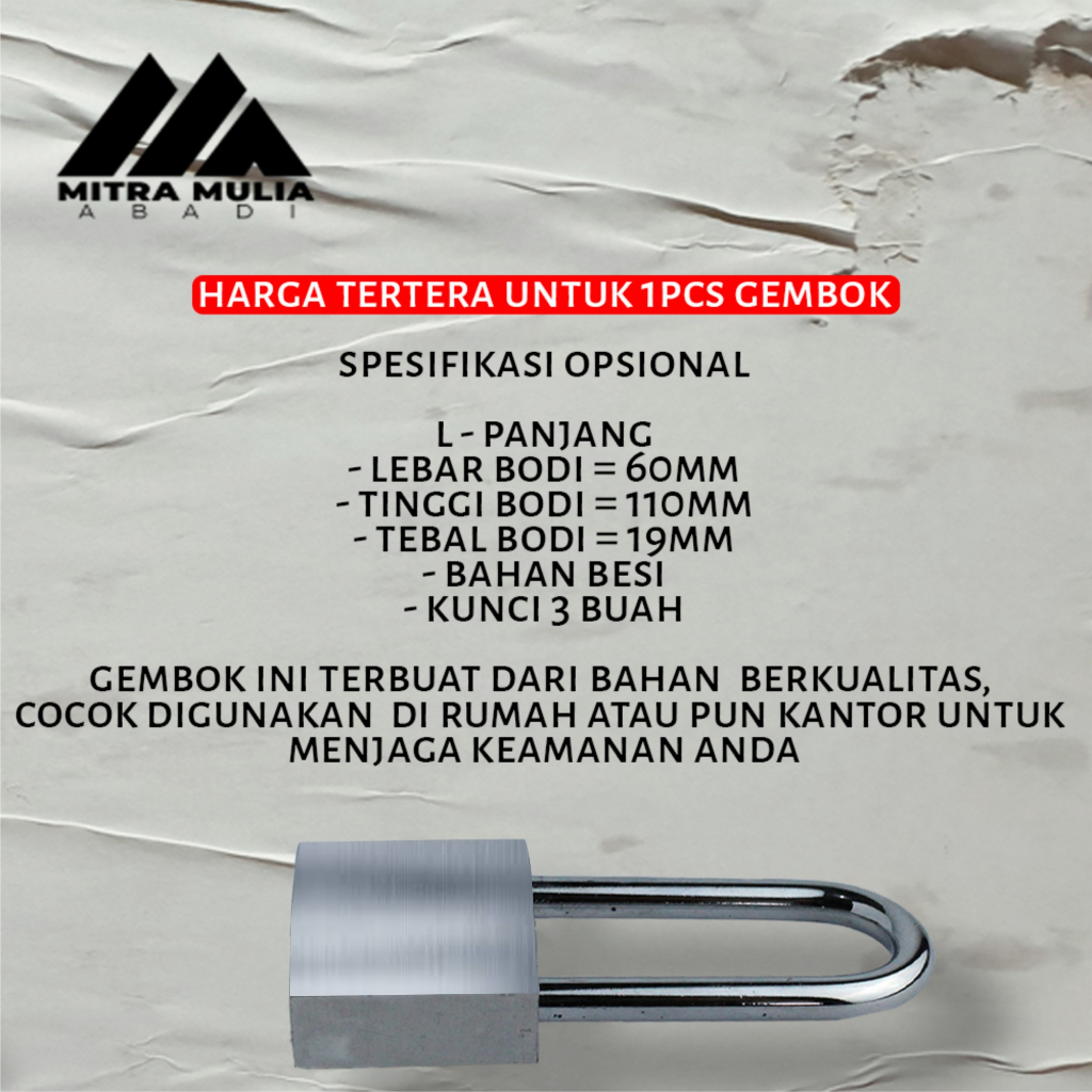 Kunci Gembok Rumah 60 M l Leher panjang l Iron Pad Lock | gembok rumah