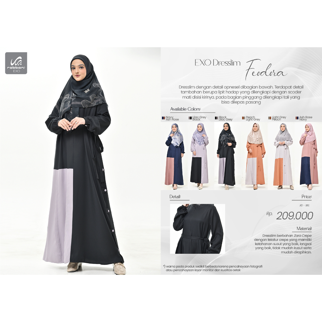 GAMIS MURAH EXO DRESSLIM FEODORA RABBANI ORI