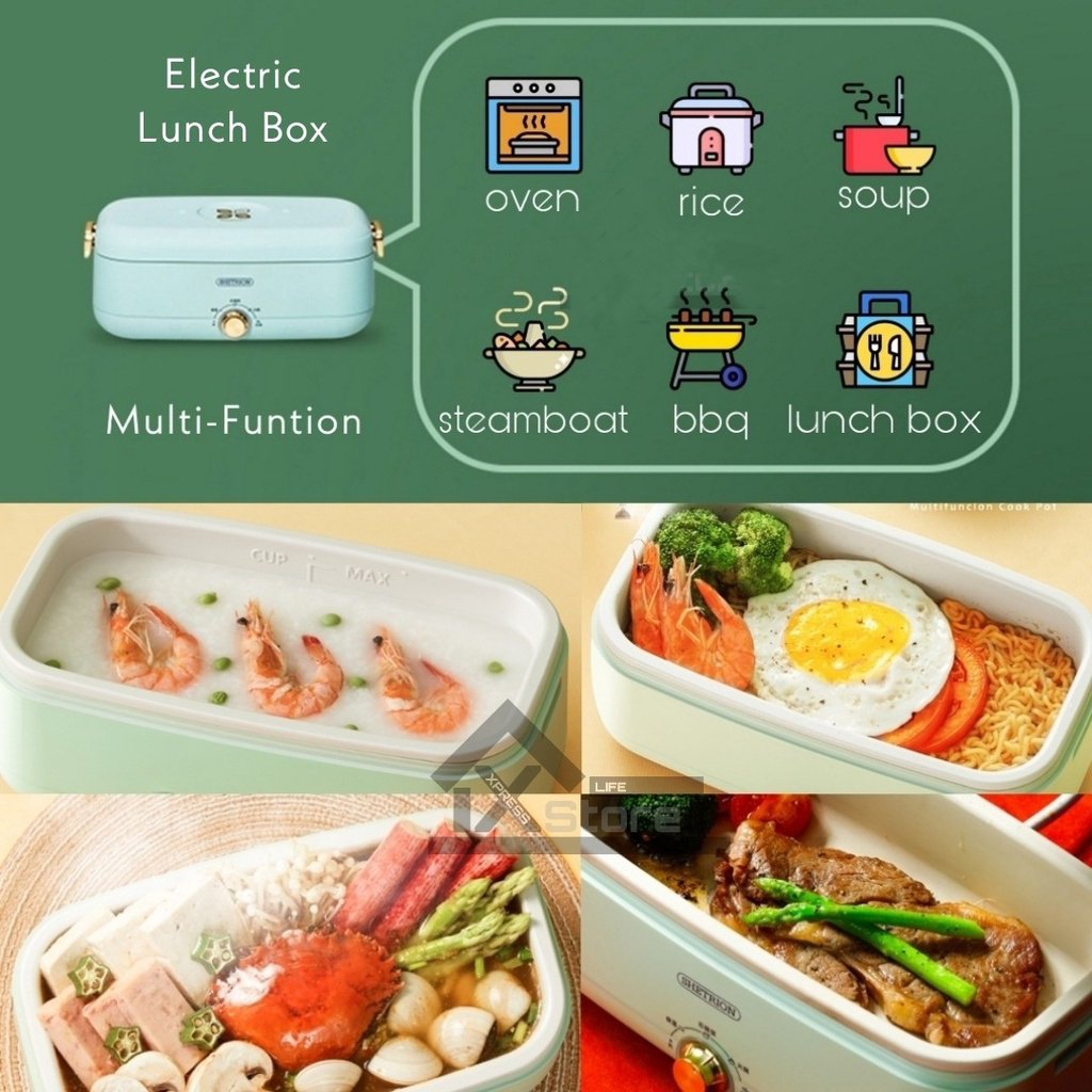 ⚡Multifungsi&amp;Garansi⚡800ML Touchscreen Luminaire Electric Lunchbox Multifunctional Electric Cooker Portable Cooker MPASI 800ml Cooker Kerro