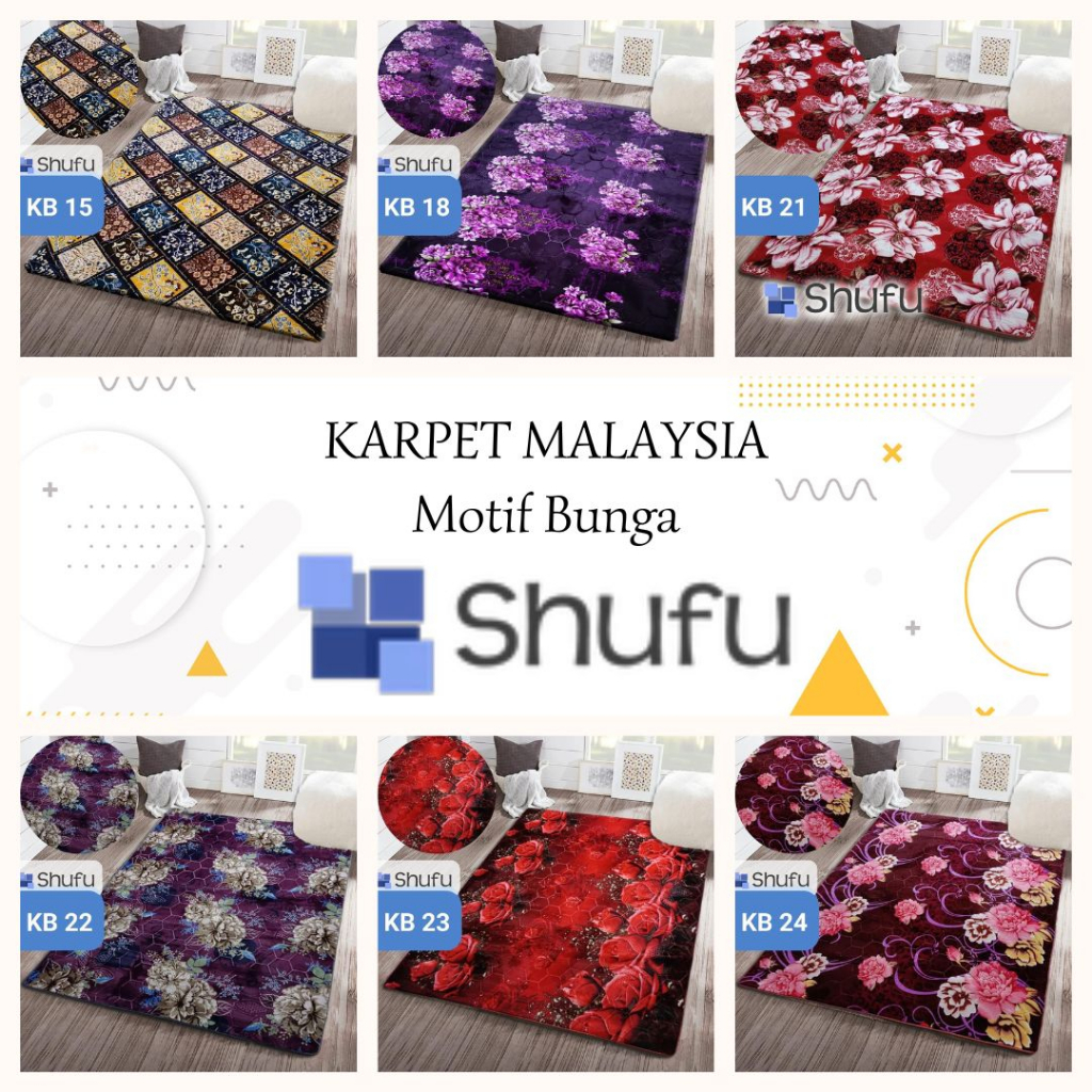 Karpet Lantai Premium | Ukuran 190x220 | Motif Bunga | Karpet Malaysia |  Karpet Lantai | Karpet Bul