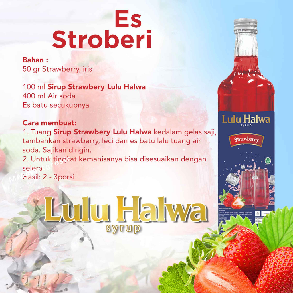 Lulu Halwa/ Minuman Sirup/ Sirup Rasa Strawberry/ 650ml