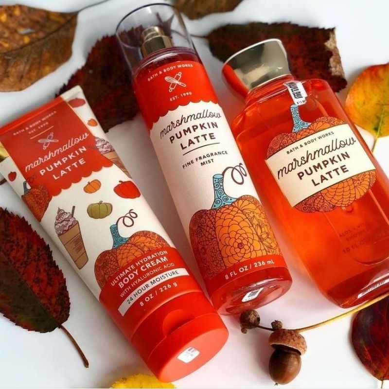 BATH AND BODY WORKS BBW MARSHMALLOW PUMPKIN LATTE SERIES MIST LOTION SHOWER GEL BODY CREAM HAND CREAM SHOWER GEL BODY CREAM LOTION MIST WASH WALLFLOWER ROOMSPRAY SCENTPORTABLE GENTLE GEL DEEP CLEANSING GENTLE FOAMING CREAMY LUXE