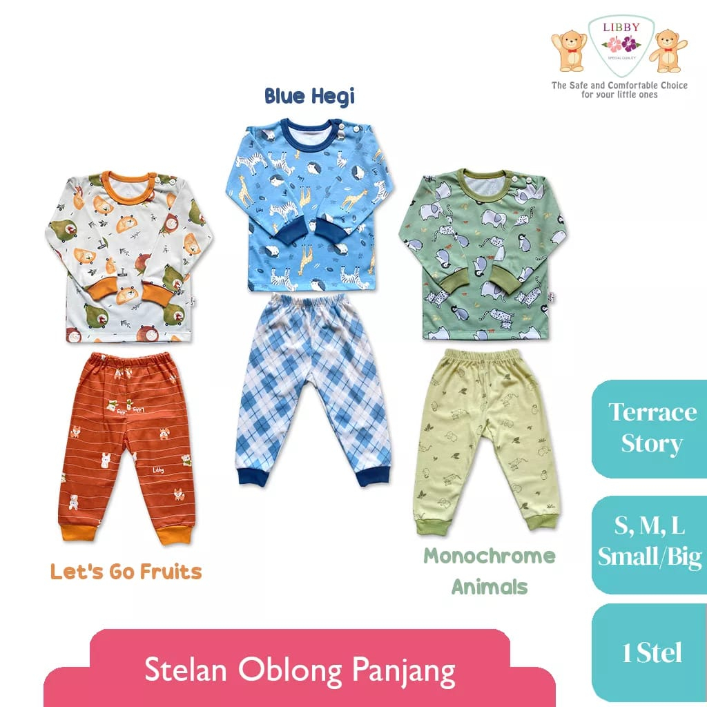 Libby Setelan Oblong Panjang Celana Panjang Motif Terrace Story 1 stel