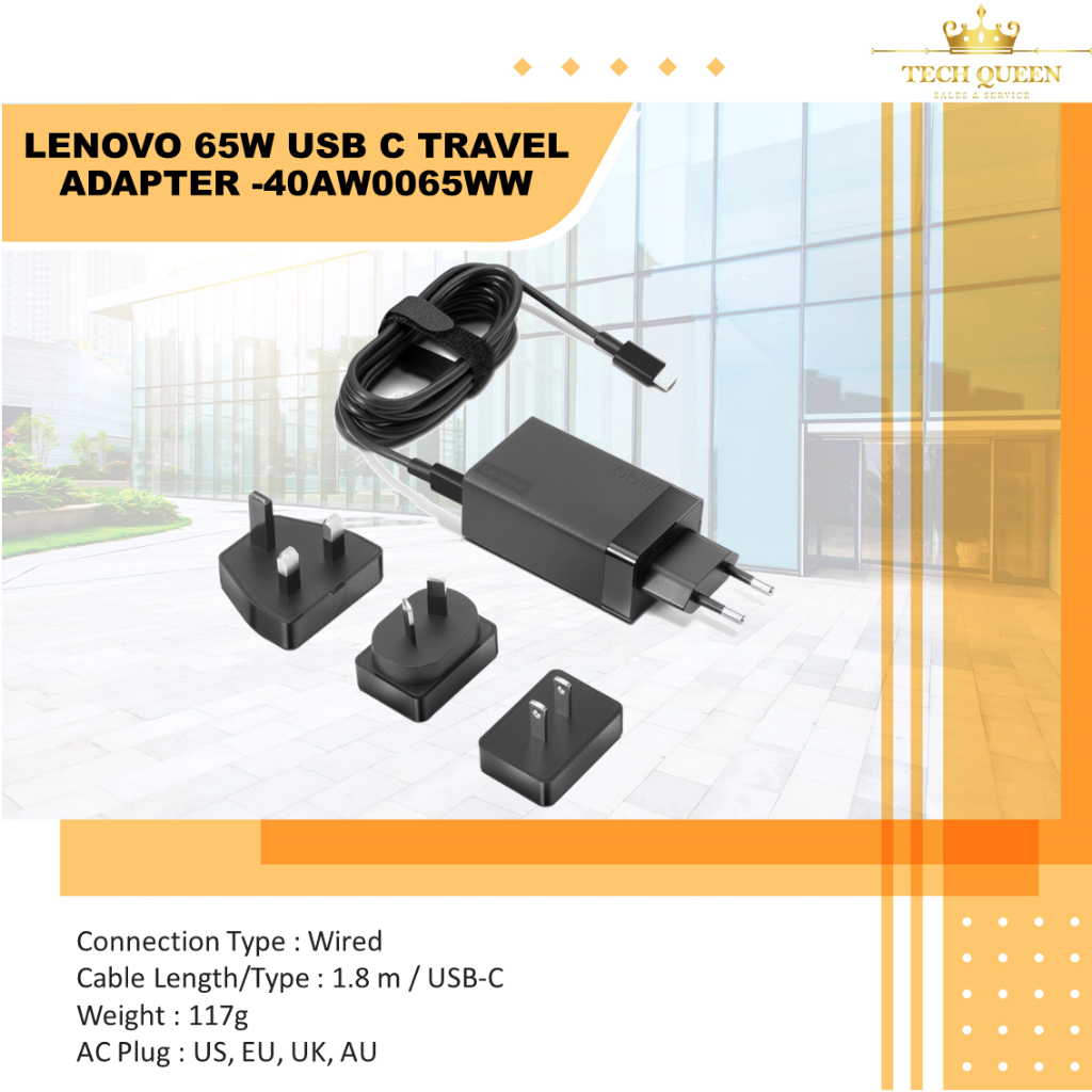 LENOVO 65W USB C TRAVEL ADAPTER -40AW0065WW