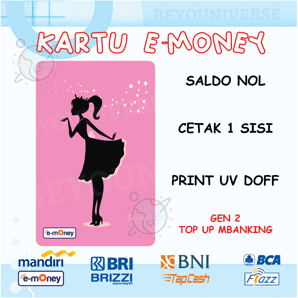 Emoney Etoll Pink Custom Nama Baby Anak Kids Girls Mandiri E-money BCA Flazz E-toll BNI Tapcash BRI 