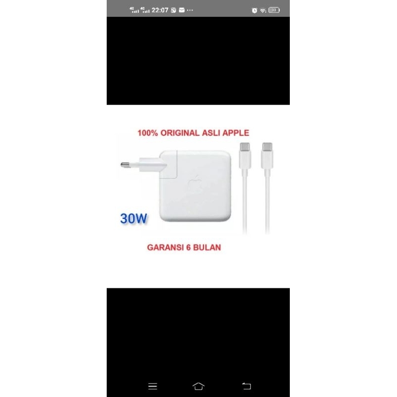 Charger adaptor untuk Air 2018 29w 29watt 30W 30watt 61W 61Watt 87w 87Watt Watt Kabel Usb Typ tip C 2m 2 meter