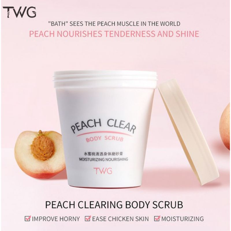 [100% Asli] TWG Body Scrub Peach Clear Daki dan Memutihkan Badan Permanen Pembersih Kulit Persik Pemutih Kulit