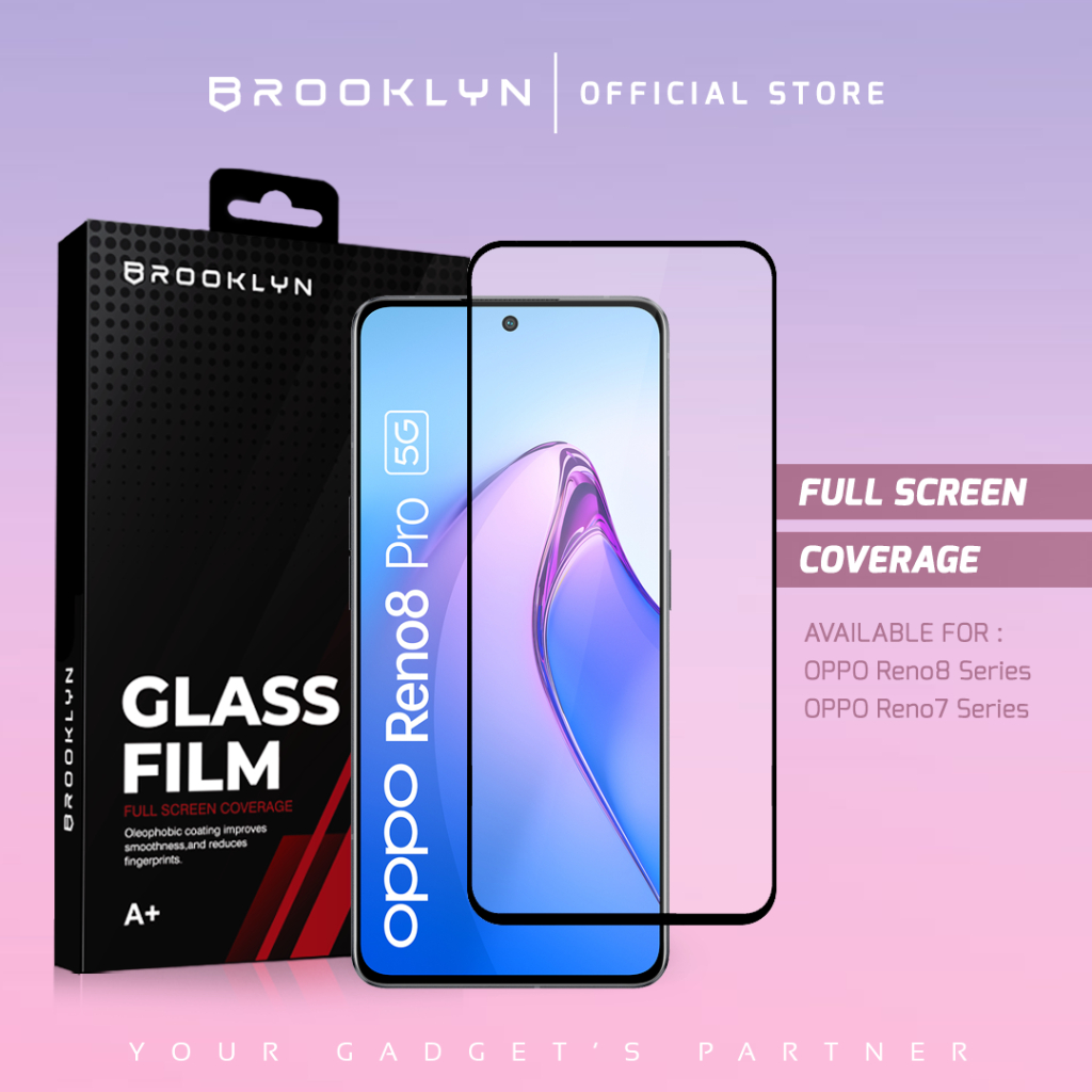 Brooklyn Tempered Glass OPPO Reno 8/7 Pro/8T/8Z Full Cover Around Protection