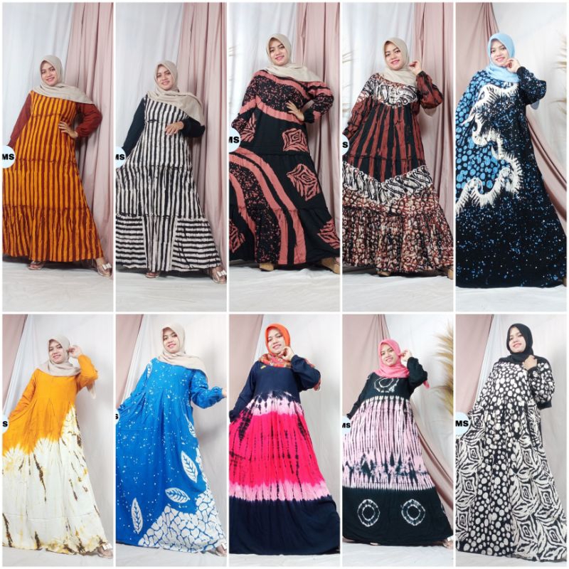 Gamis Twill Jumbo Ld 120 Premium Ori Tebal Daster Twil Abstrak Lengan Panjang Cap Malaman Pekalongan