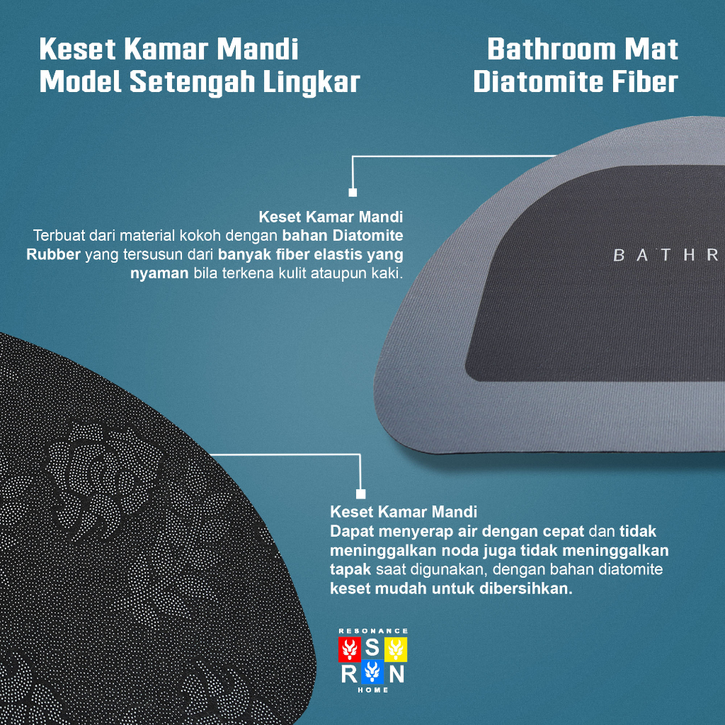 Keset Model Setengah Lingkaran / Diatomite Bathroom Mat Resonance Home