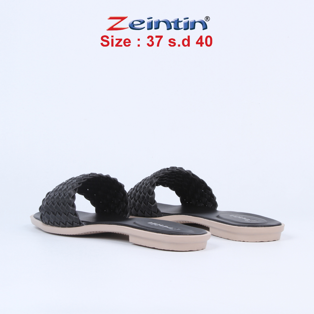 Zeintin - Sandal Wanita Flat wanita Selop Wanita Bahan Sintetis Model Anyam Kausal Zeintin SS