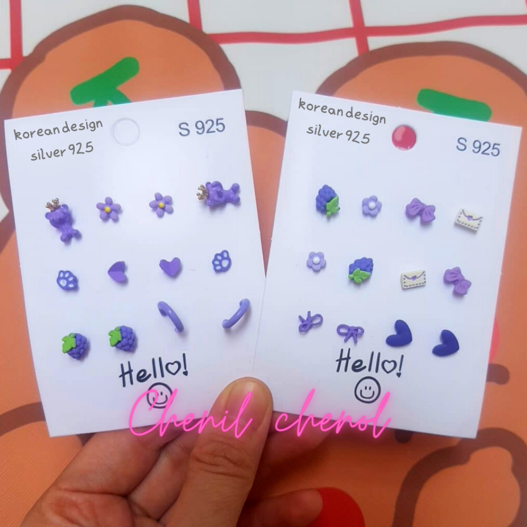 ANTING TUSUK S925 silver 925 anting stud korea / anting tusuk korea s925/ anting hoop s925/ ungu col