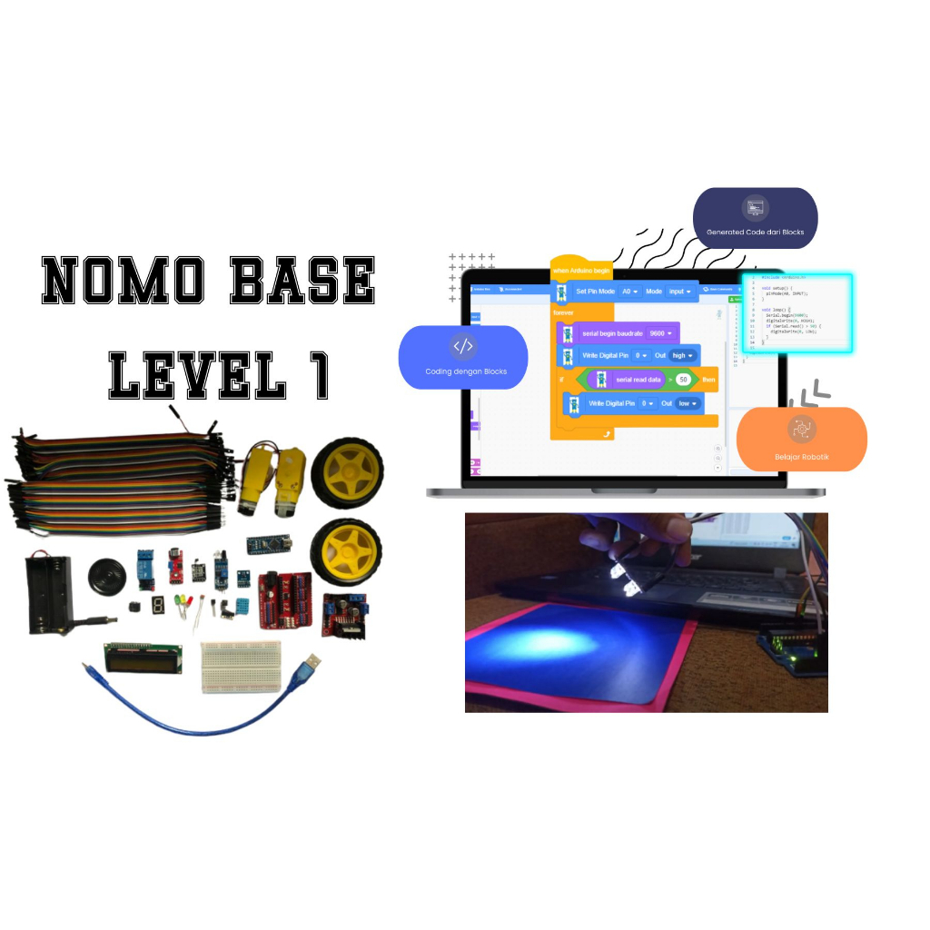 Arduino Nano + Shield Starter Kit/PAKET BELAJAR MIKROKONTROLLER ARDUINO BASIC 1