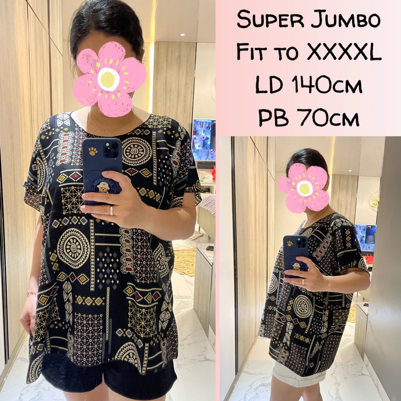 BAJU BLUS BALI|ATASAN NECI SUPER JUMBO FIT TO 4XL  SJ/S BATIK REAL PICT