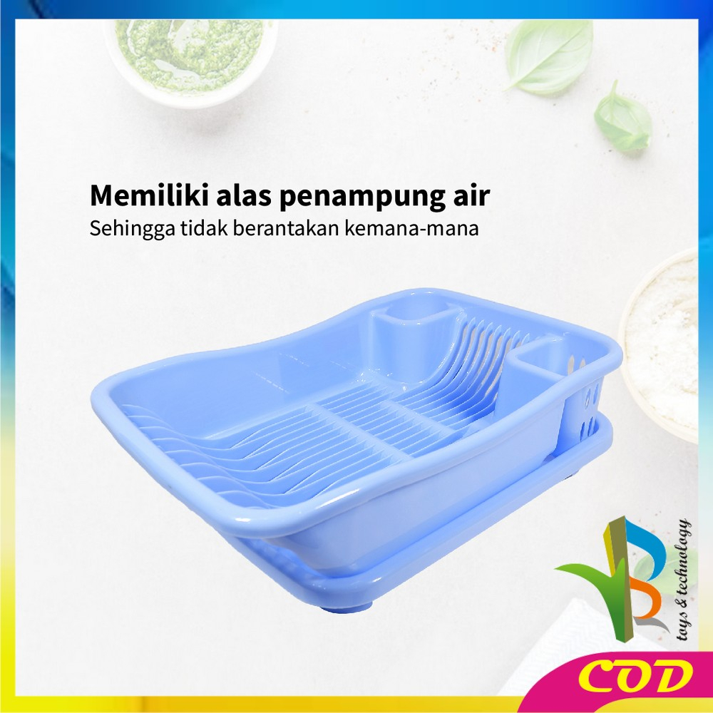 RB-C845 Rak Piring Plastik Serbaguna dengan Nampan Rak Tirisan Piring Wastafel / Rak Pengering Cuci Piring Mangkok Gelas Dish Drainer