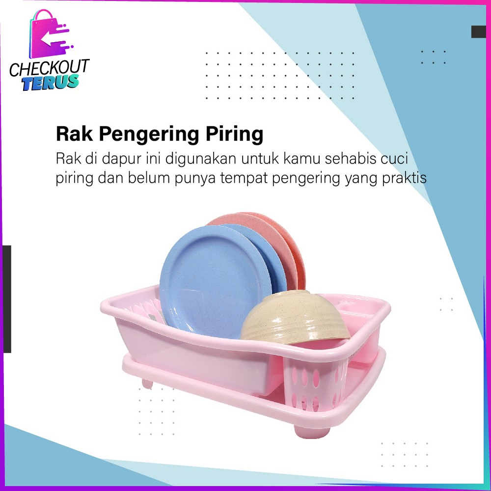 CT C845 Rak Piring Plastik Serbaguna dengan Nampan Rak Tirisan Piring Wastafel Dish Drainer Rak Pengering Cuci Mangkok Gelas