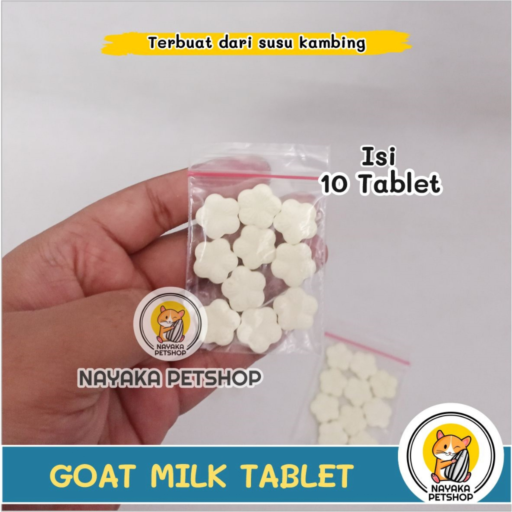 Tablet Susu Kambing Isi 10 Pcs Snack Hamster Goat Milk Suplemen Kalsium Cemilan Ekstra Food Camilan Hewan