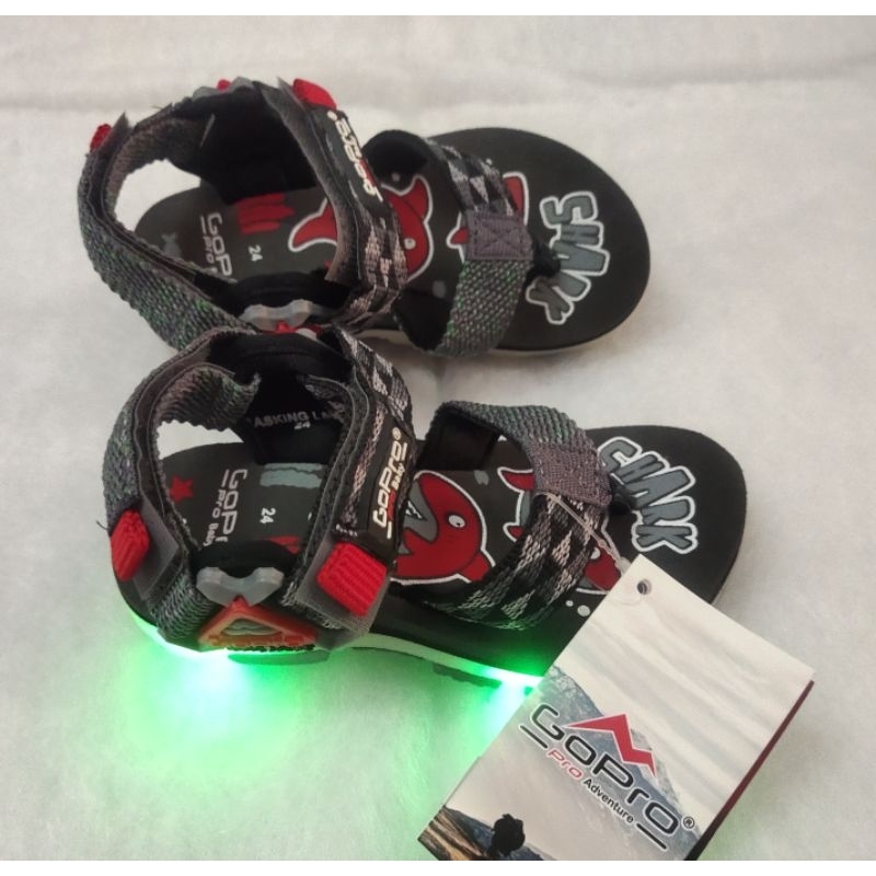 Sandal gunung GOPRO anak laki2 lampu LED ukuran 19-27