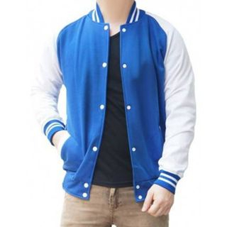 INDO - Jaket Basebal Pria Wanita Varsity Polos | Jaket Baseball Varsity Putih Termurah