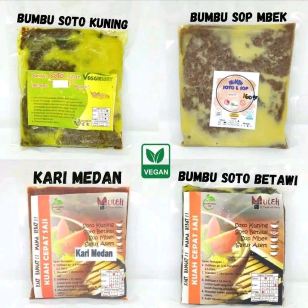 

CJesshop / Bumbu Vegan Aneka Sop Mbek ; Kari Medan ; Soto Kuning ; Soto Betawi