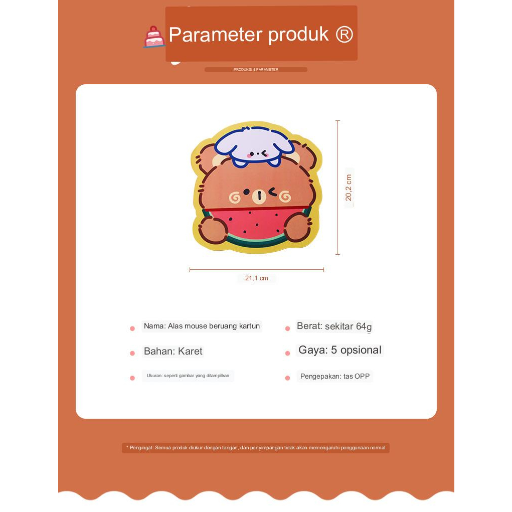 TM/YPY Tatakan Mouse lucu karakter bear tatakan laptop bawahan anti slip anak cute mouse pad