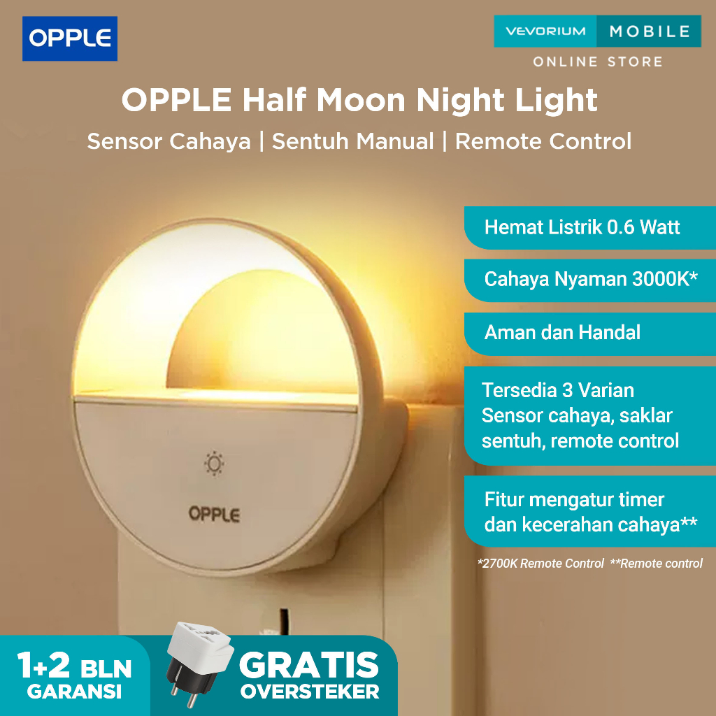 OPPLE Night Light Lampu Tidur LED Sensor Cahaya Anak Bayi Plug-in Remote Otomatis Automatis Dinding Dekorasi Kamar Tangga Koridor Dapur